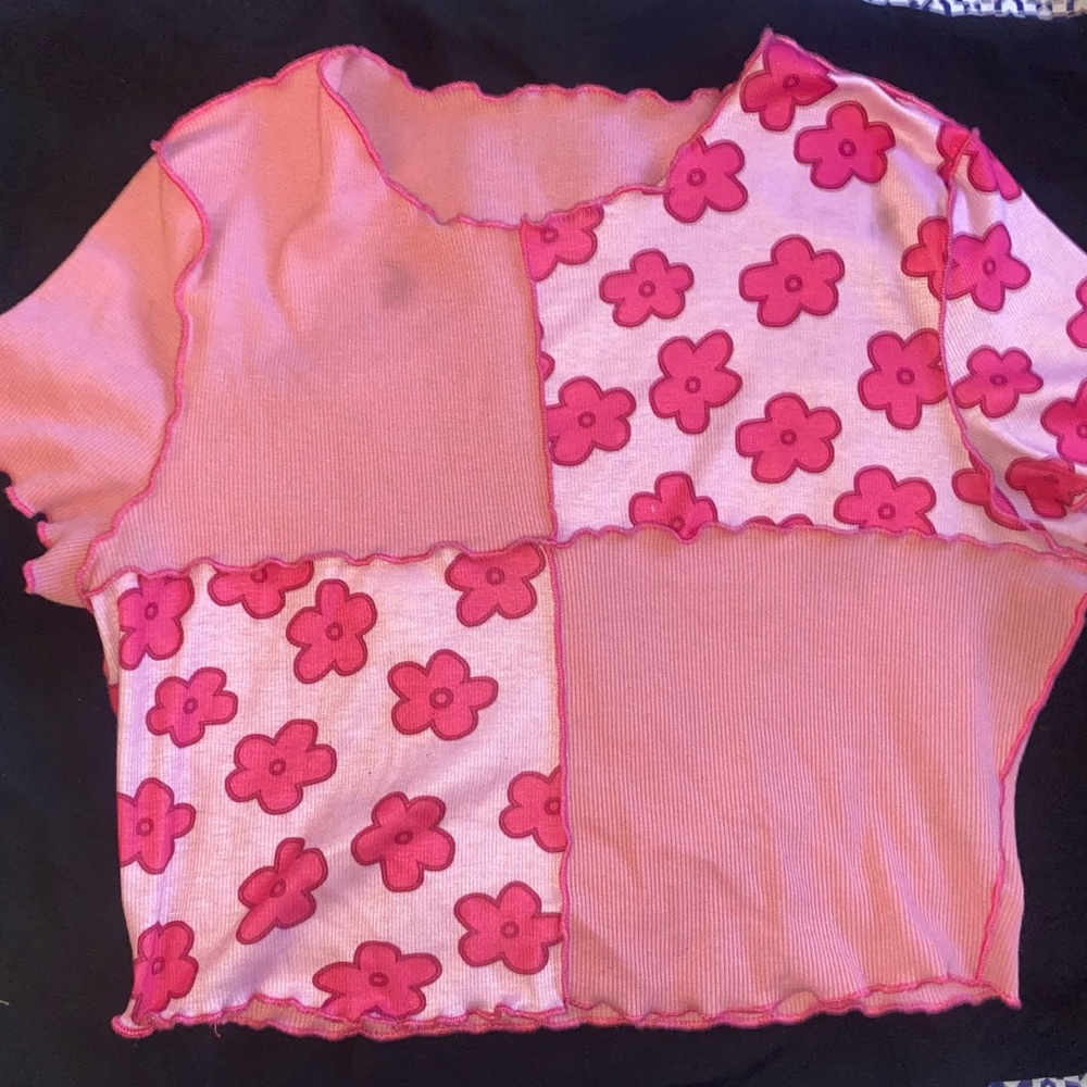 Pink flower crop top